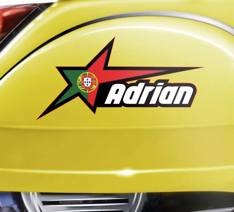 Autocolante para motas Bandeira de portugal e nome personalizado - TenStickers