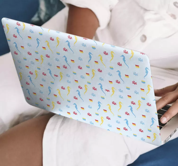 Autocolante para PC Cavalo marinho e coral - TenStickers