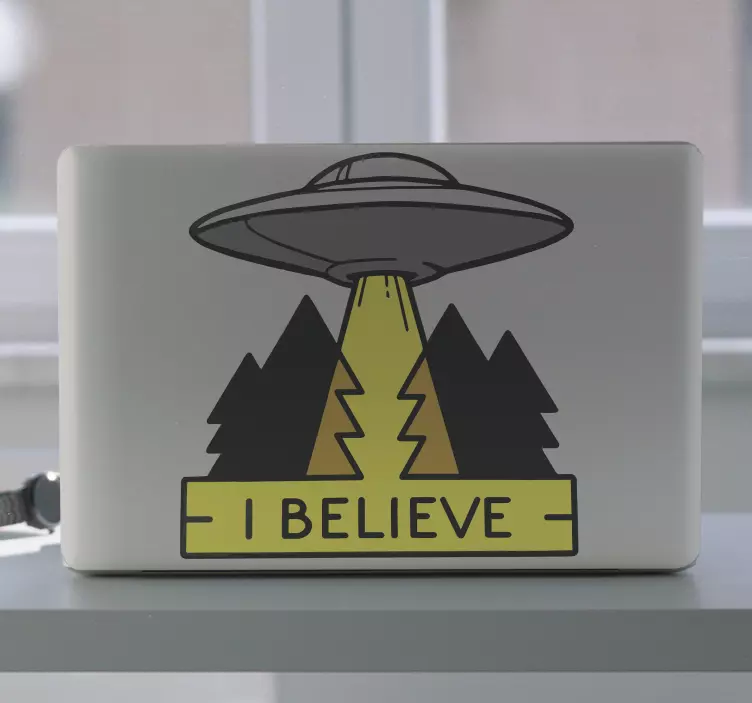 Autocolante para PC Eu acredito ufo - TenStickers