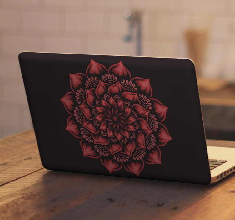 Autocolante para PC Flor vermelha mandala - TenStickers