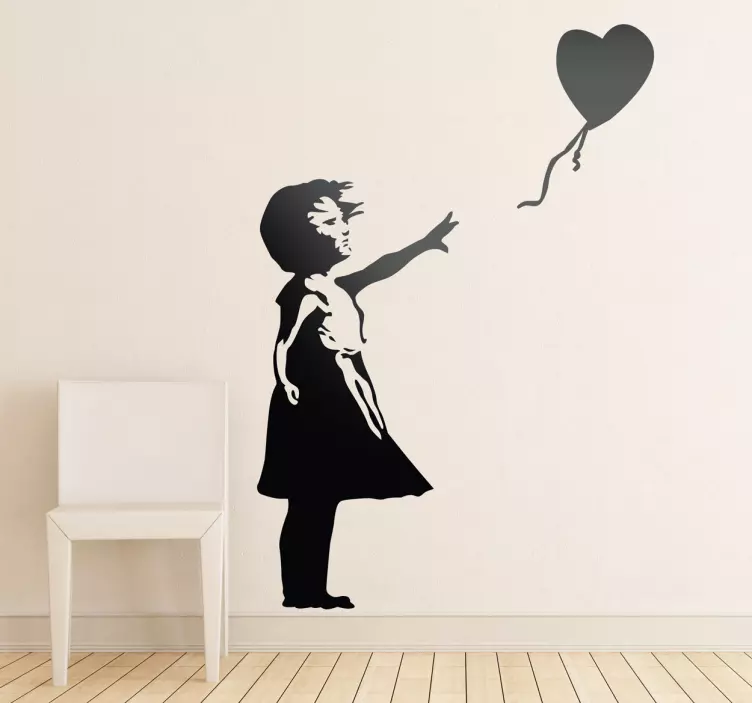 Autocolante decorativo rapariga e balão Banksy - TenStickers