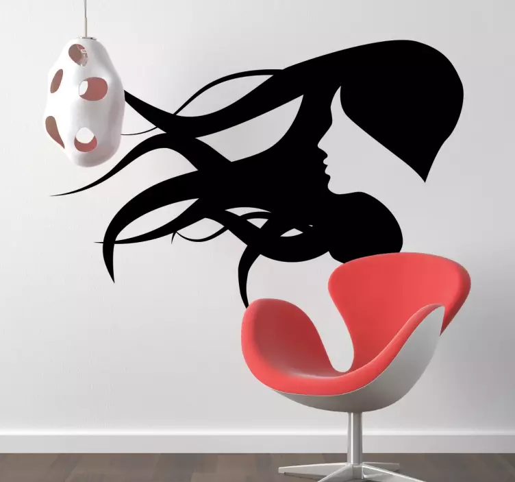 Autocolante decorativo silhueta mulher ao vento - TenStickers