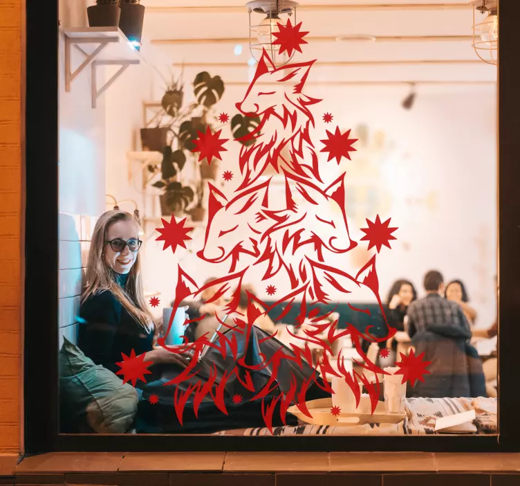 Autocolante design de natal com raposas - TenStickers