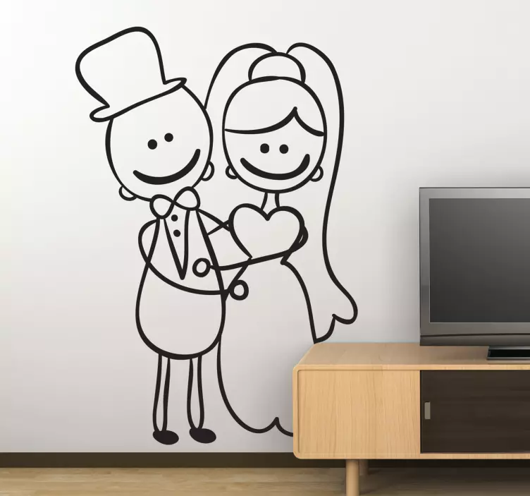 autocolante do desenho dos recém-casados - TenStickers