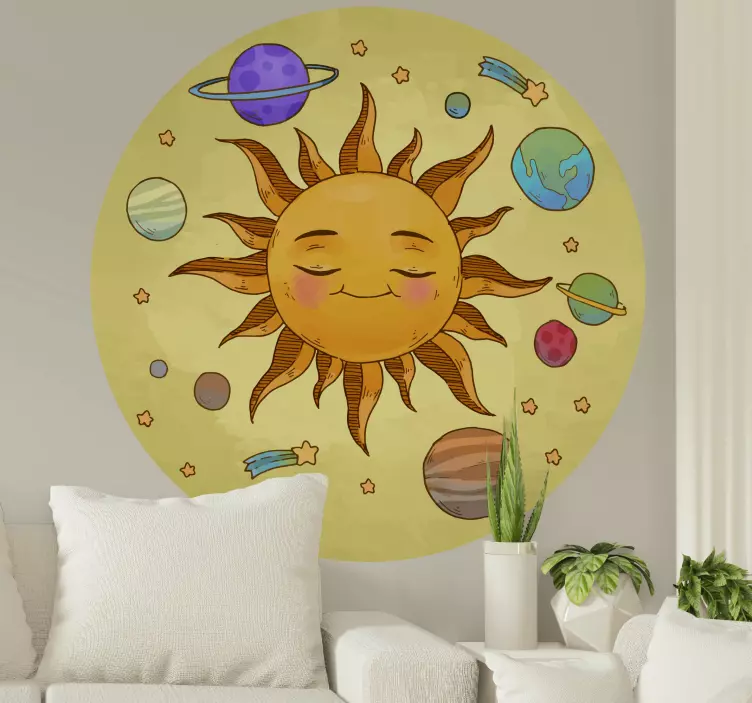 Autocolante do espaço ilustração do sol sorridente - TenStickers
