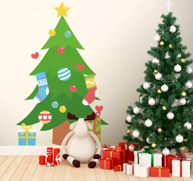 Autocolante festividade árvore de natal ornamental - TenStickers