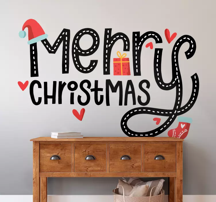 Autocolante de natal saudações festivas alegres - TenStickers