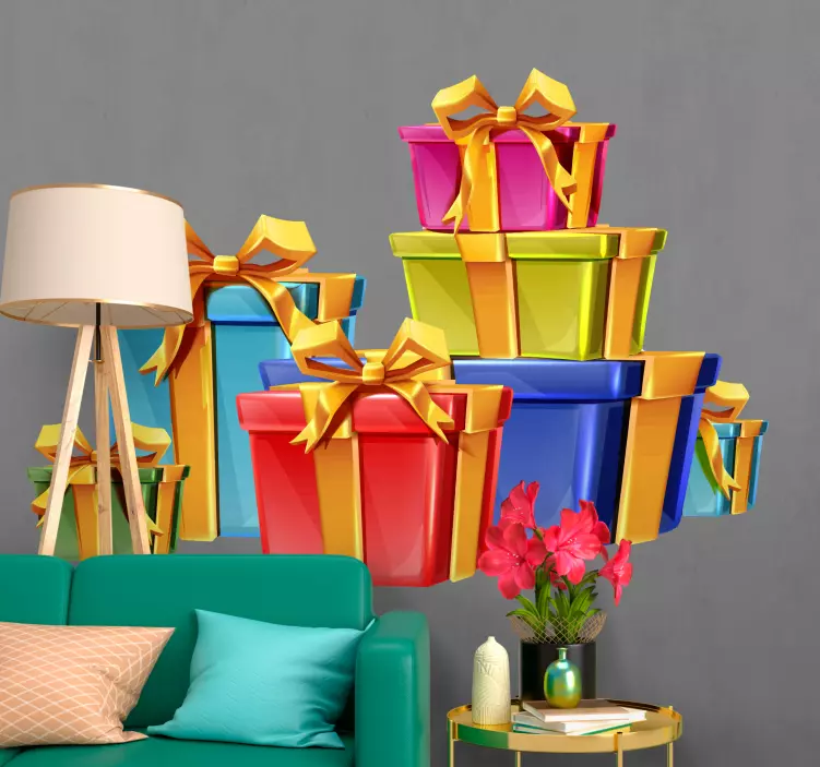Autocolante festividade caixas de presente coloridas - TenStickers