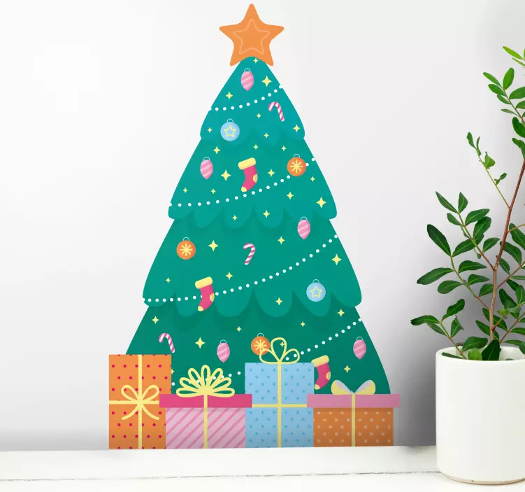 Autocolante festividade decoração de árvore de natal - TenStickers
