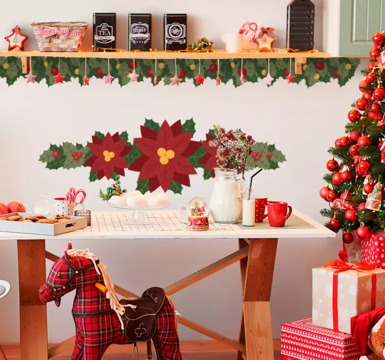 Autocolante festividade motivo festivo de poinsétia - TenStickers