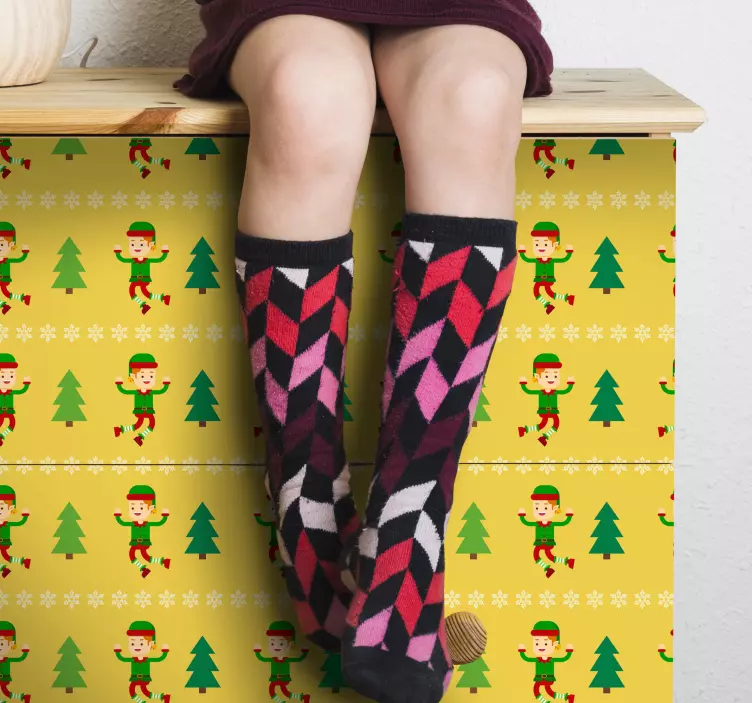 Autocolante festividade padrão de elfo alegre - TenStickers