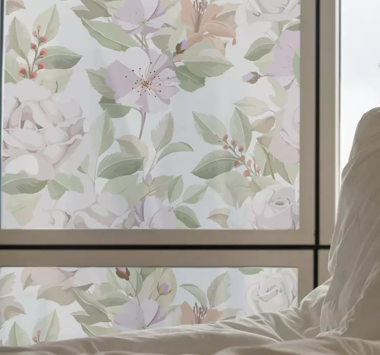 Autocolante para janela arranjo floral delicado - TenStickers