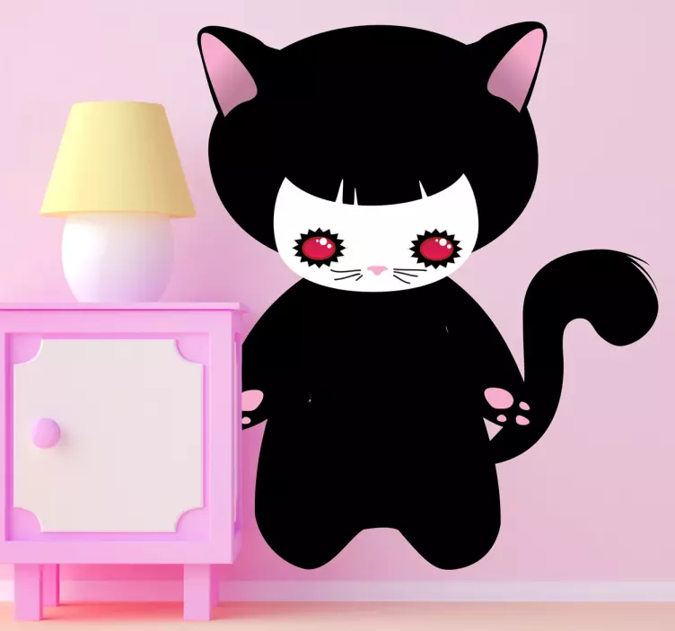 Autocolante gato fofo de desenho animado - TenStickers