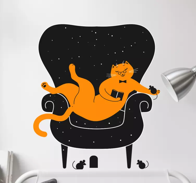 Autocolante gato laranja relaxado - TenStickers