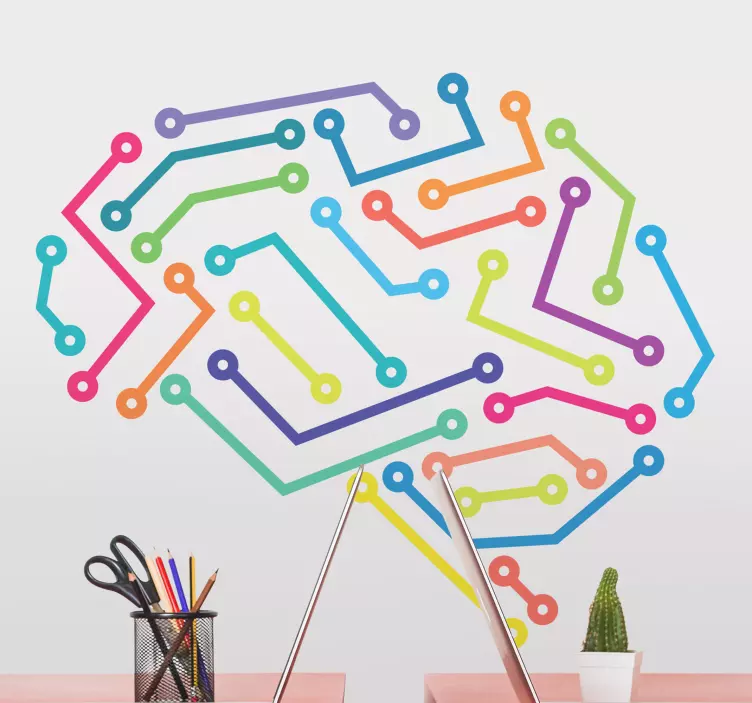 Autocolante geométrico conexão neural colorida - TenStickers
