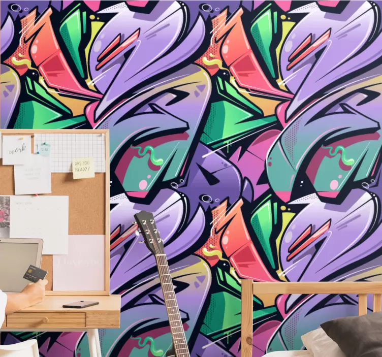 Autocolante para adolescente grafite abstrato vibrante - TenStickers