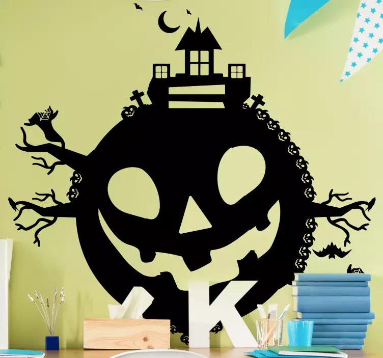 Autocolante Halloween casa de abóbora mal-assombrada - TenStickers