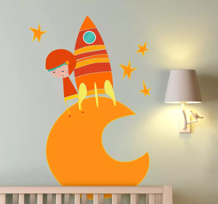 Autocolante infantil astronauta laranja - TenStickers