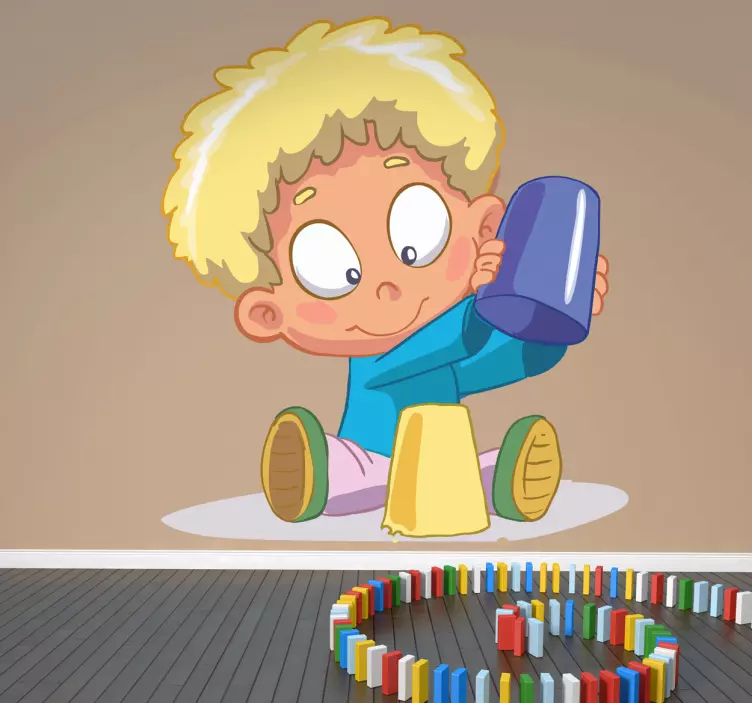 Autocolante infantil bebé a brincar com areia - TenStickers