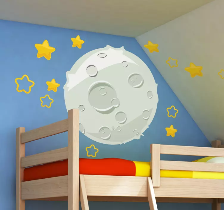 Autocolante infantil do espaço Lua e estrelas - TenStickers