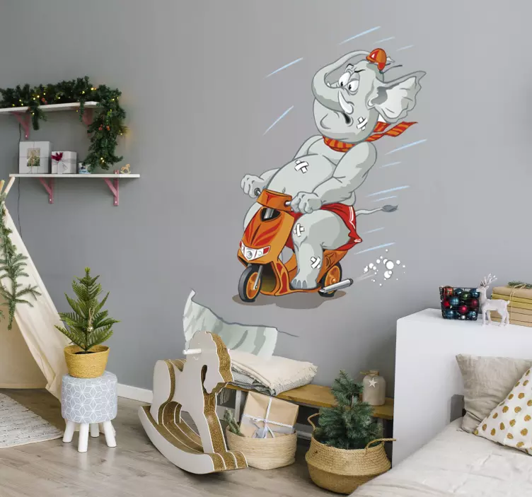 Autocolante infantil elefante na mota - TenStickers