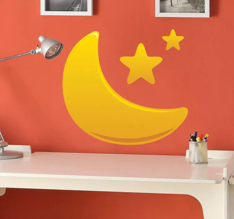Autocolante infantil lua dourada e estrelas - TenStickers