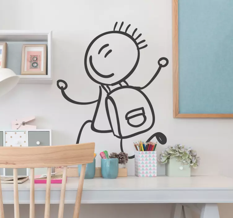 Autocolante infantil menino com mochila - TenStickers