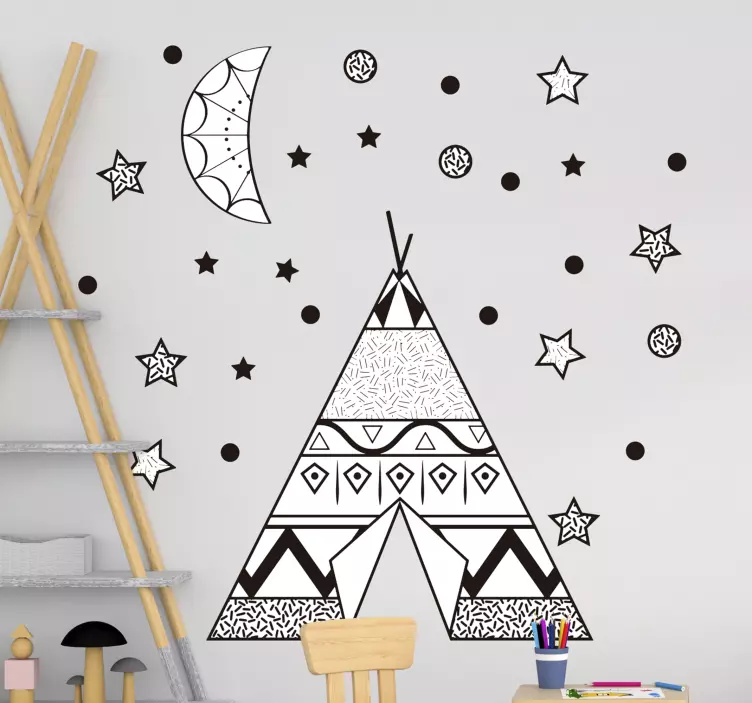 Autocolante infantil nórdico tenda sobre as estrelas - TenStickers