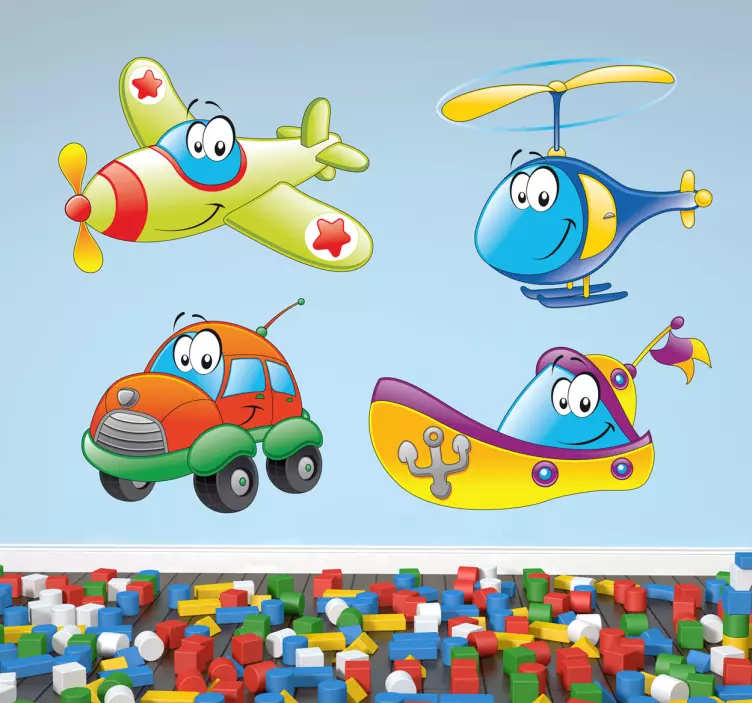 Autocolante infantil personagens de transporte - TenStickers