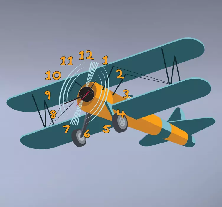 Autocolante infantil relógio avião - TenStickers