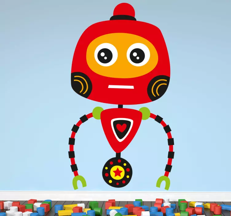 Autocolante infantil robot vermelho  - TenStickers