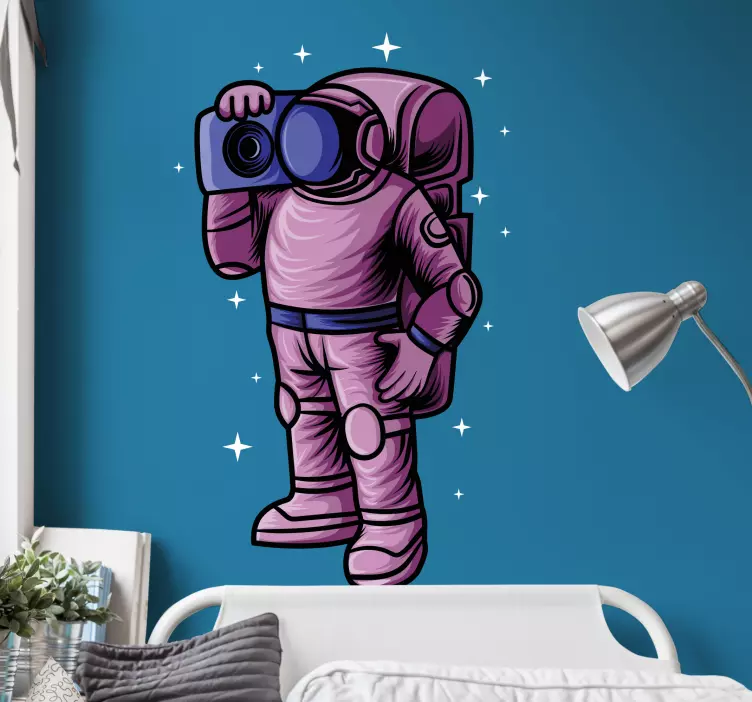 Autocolante do espaço astronauta curioso explorando - TenStickers