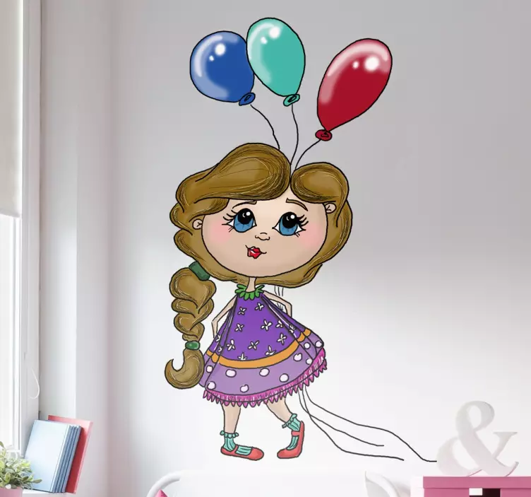 Autocolante menina com globos - TenStickers