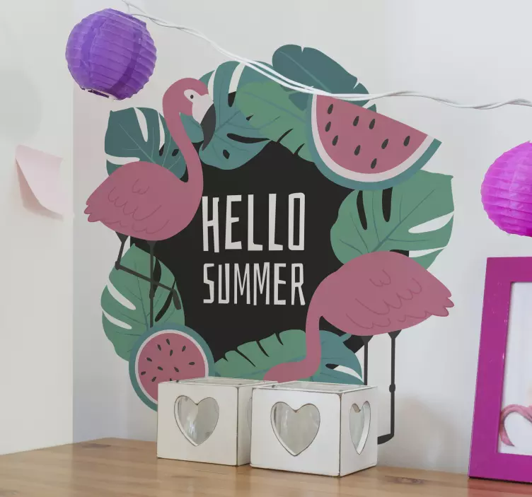 Autocolante natureza design de flamingo tropical - TenStickers