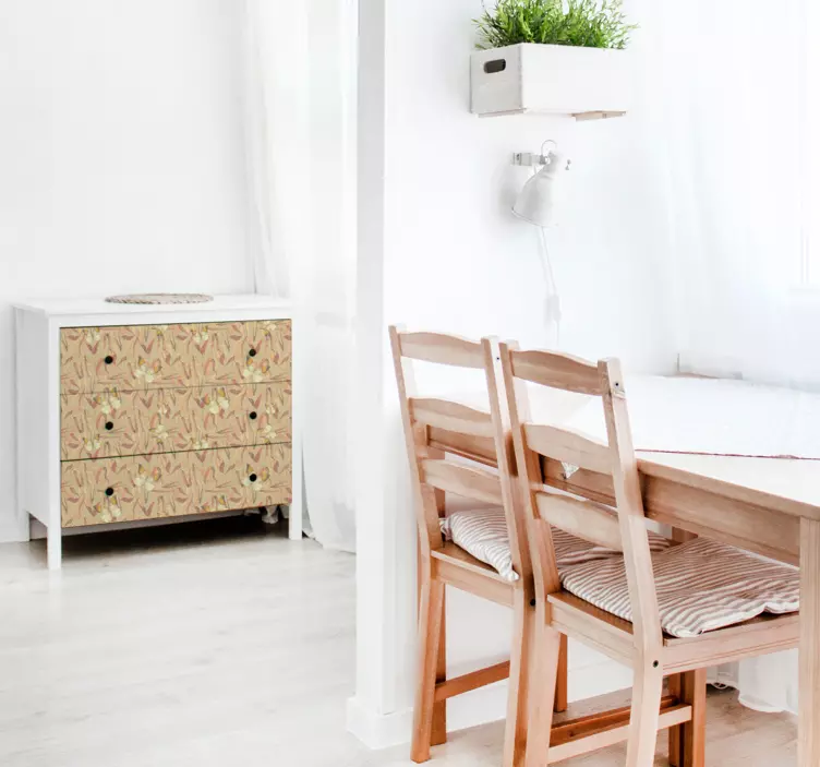 Autocolante para móveis padrão de flores de outono - TenStickers