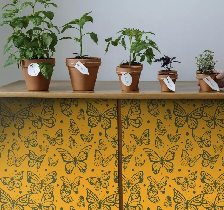 Autocolante natureza fundo de planta borboleta - TenStickers