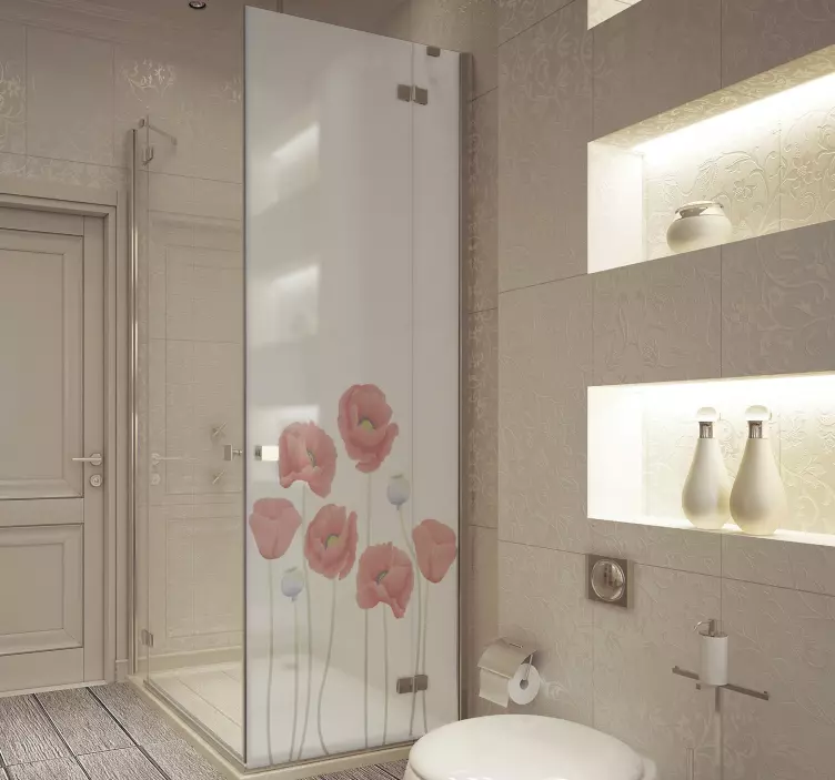 Autocolante para cabine de duche de papoilas - TenStickers