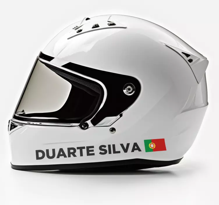 Autocolante para capacete com nome e bandeira - TenStickers