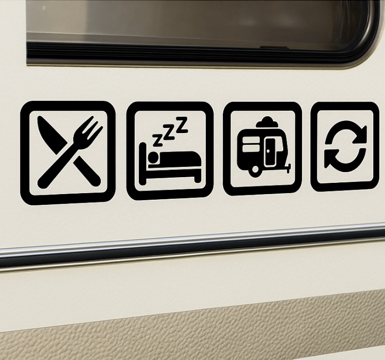 Autocolante para caravana comer dormir repetir - TenStickers