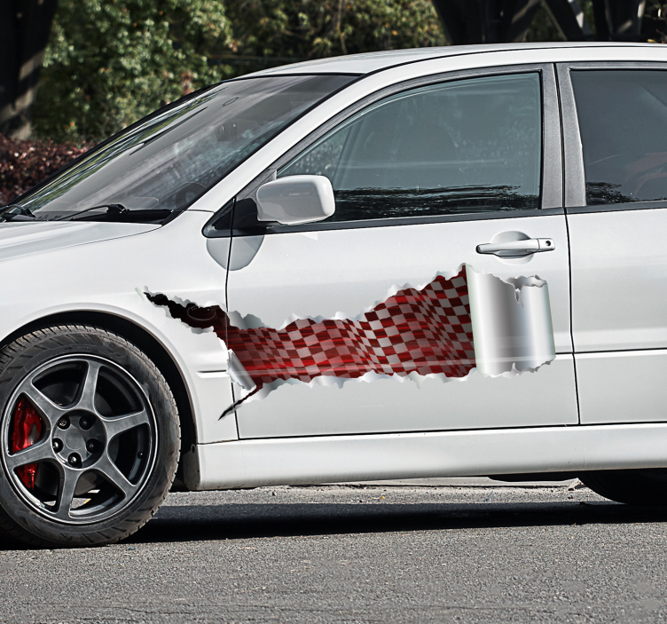 Autocolante para carro corrida de chapa de metal rasgada - TenStickers