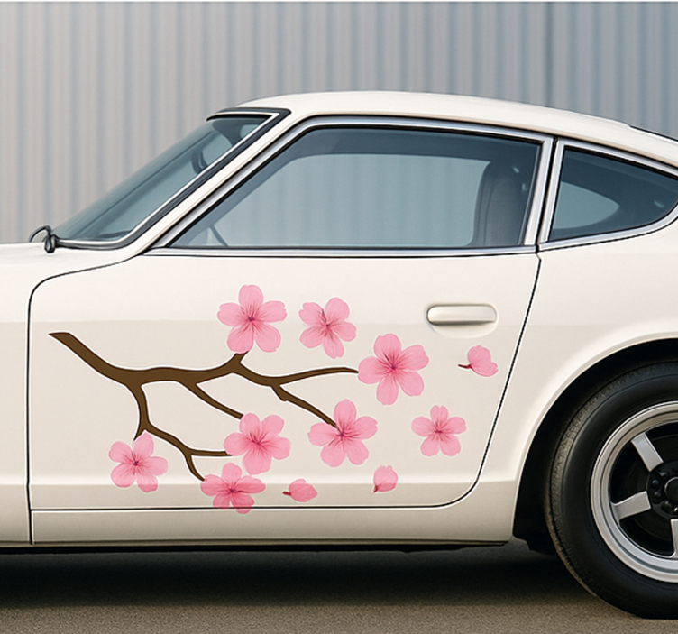 Autocolante para carro flor de cerejeira rosa - TenStickers