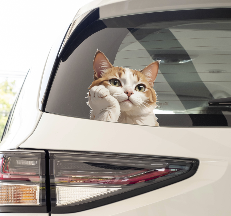 Autocolante para carro gato pensando - TenStickers