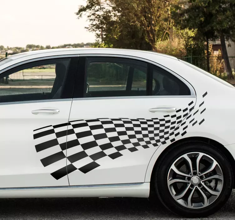 Autocolante para carros bandeira de corrida - TenStickers