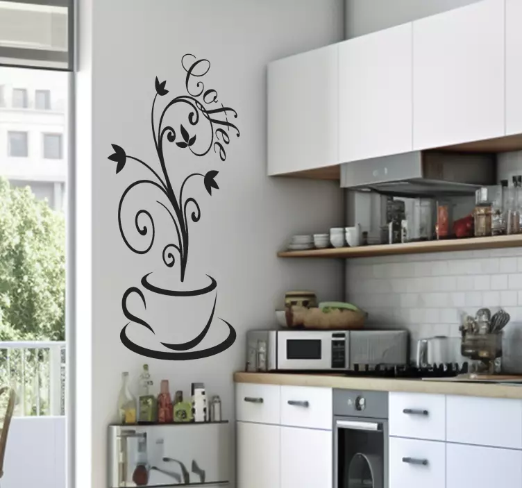 Vinil para cozinha linhas de café desenham - TenStickers