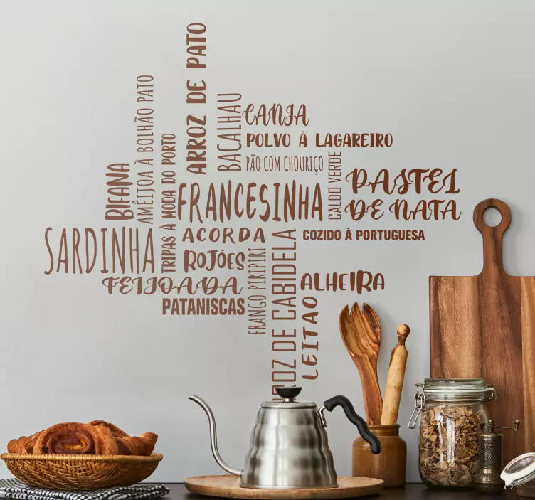 Autocolante para cozinha nuvem com pratos portugueses - TenStickers