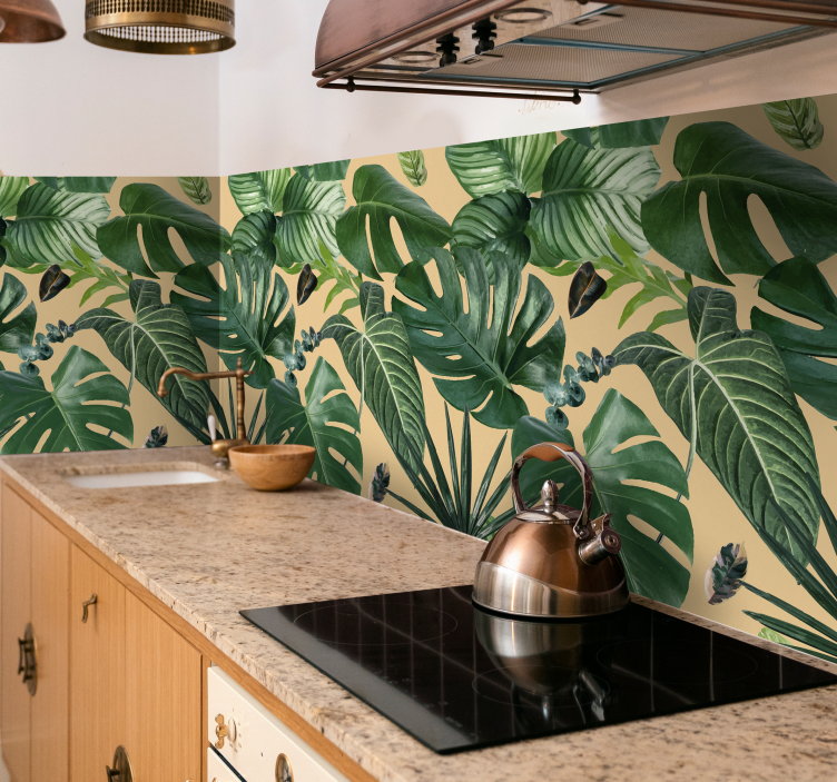 Vinil para cozinha padrão de plantas tropicais - TenStickers