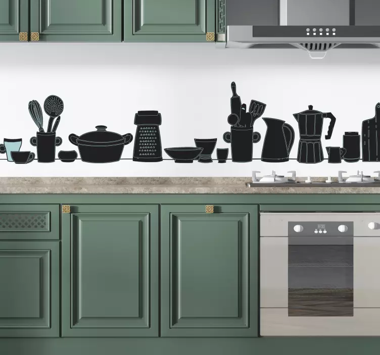 Autocolante para cozinha utensílios monocromáticos - TenStickers