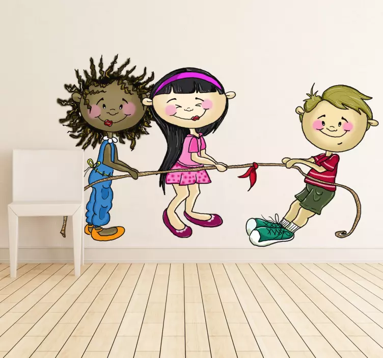 Autocolante para crianças brincando de cabo de guerra - TenStickers