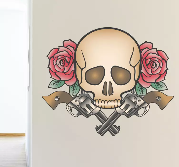 Autocolante para crianças caveira e rosas - TenStickers
