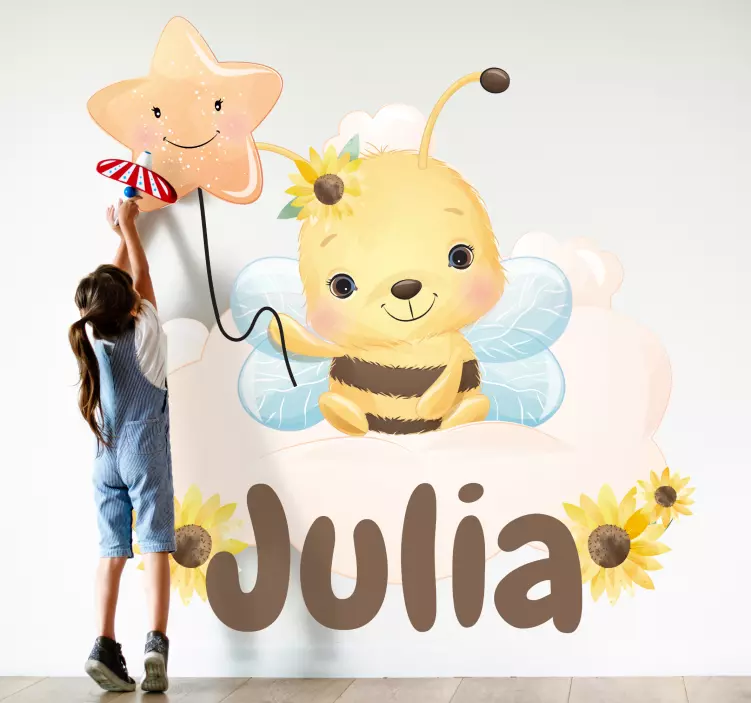 Autocolante para crianças design de abelha encantadora - TenStickers